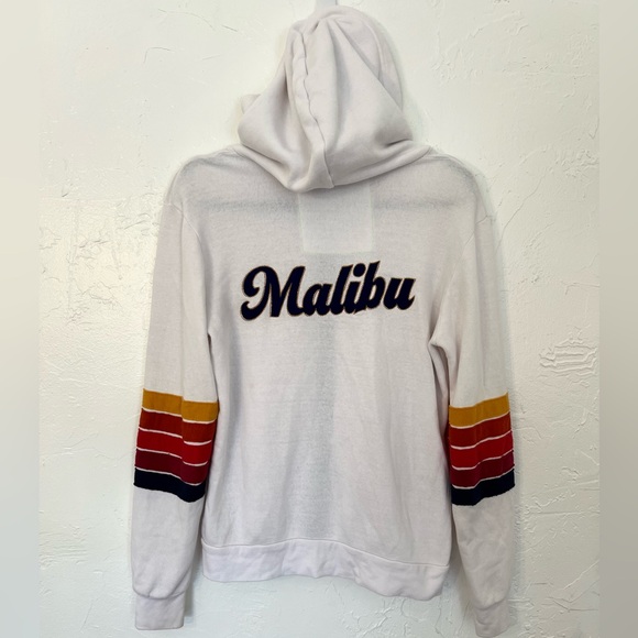 Aviator Nation Malibu 5 Stripe Zip Up Hoodie Jacket Sweatshirt - Picture 2 of 10